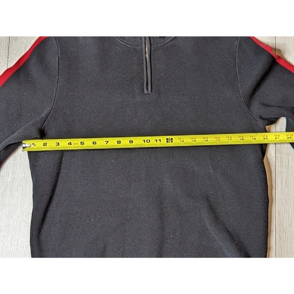 Polo Ralph Lauren Mens Black/Red Cotton 1/4 Zip Mock Neck Long Sleeve Sweater M - Picture 8 of 9